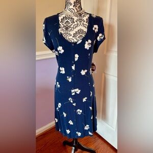 So Skater Dress -juniors Navy Floral Button-Front Dress, lace up back, size XL